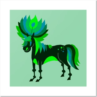 Green Petal Unicorn Posters and Art